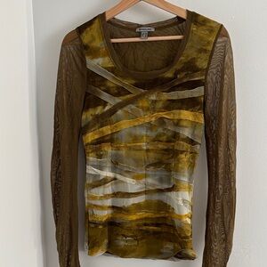 Elegant Green Mesh Sleeve Top